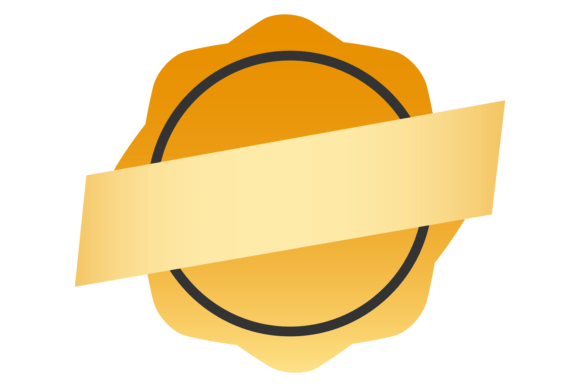 Certificate Badge Template. Golden Round Graphics