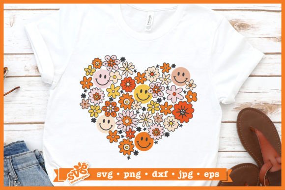 Floral Heart SVG Boho Hippie Retro SVG